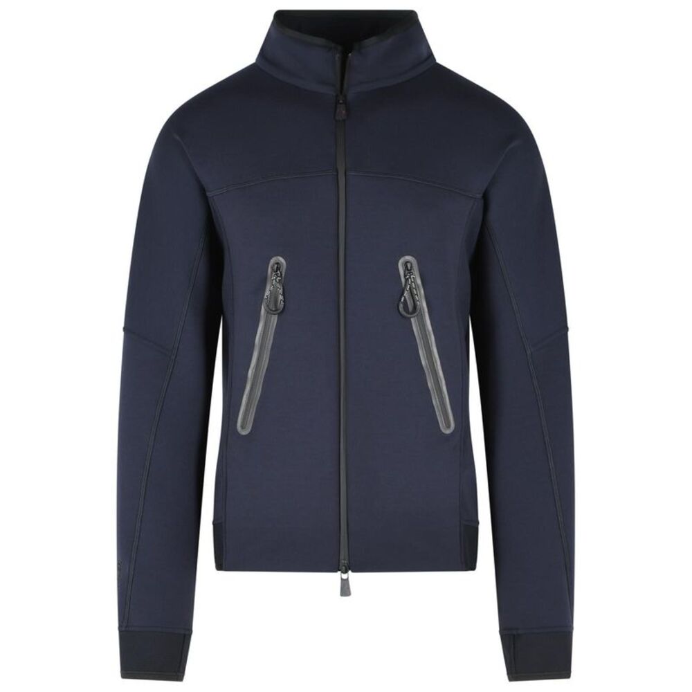 Moncler Grenoble Dark Blue Polyester Blend Logo Sweatshirt With Zip Men